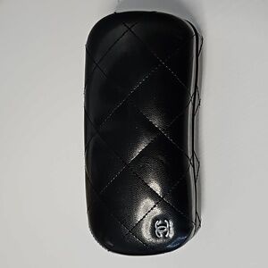 Chanel Quilted Black Leather Eyewear Case